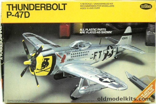 Testors 1/48 Republic P-47D Thunderbolt Chrome Plated - Razorback or Bubble Top - (ex-Hawk), 212 plastic model kit